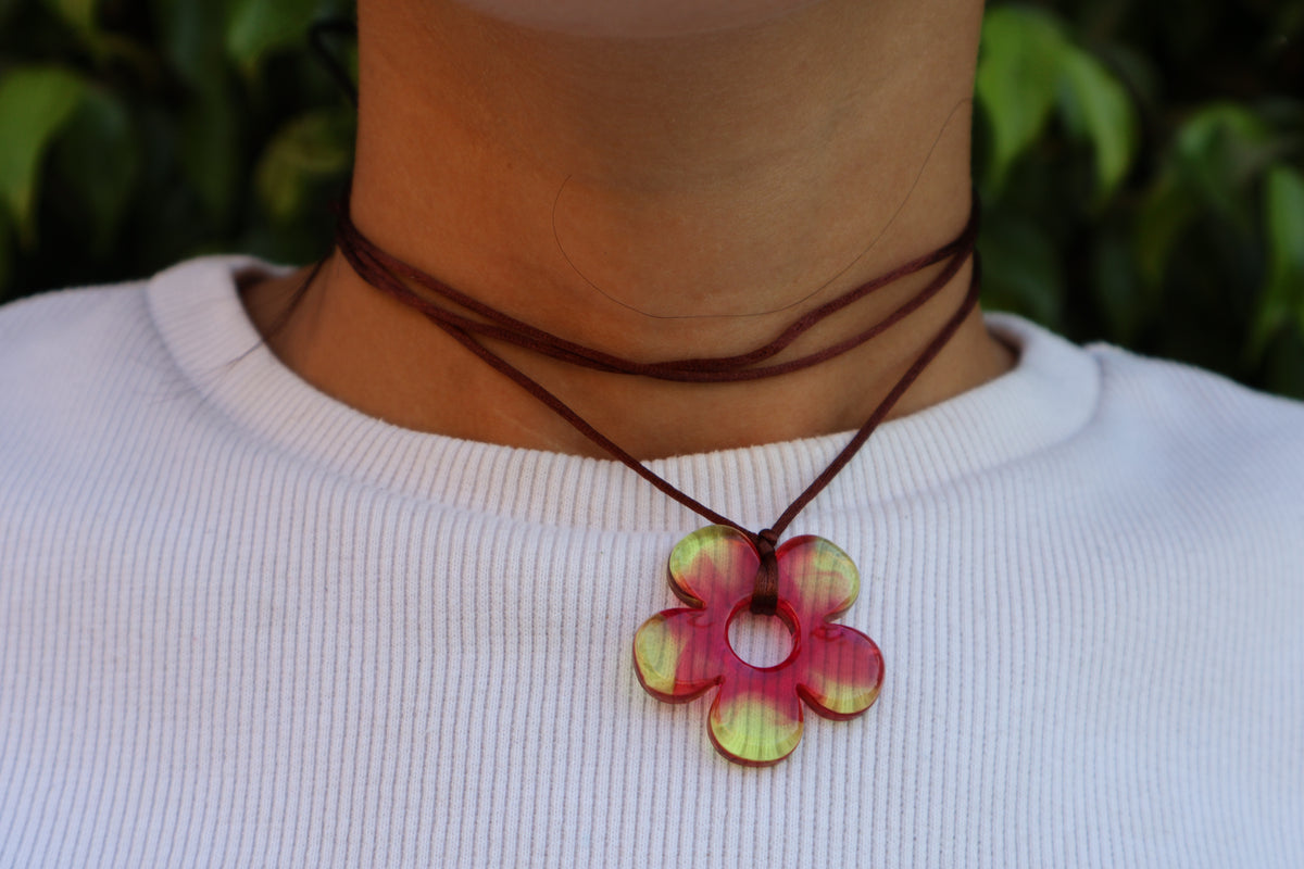 Flower Choker - Red & Lime