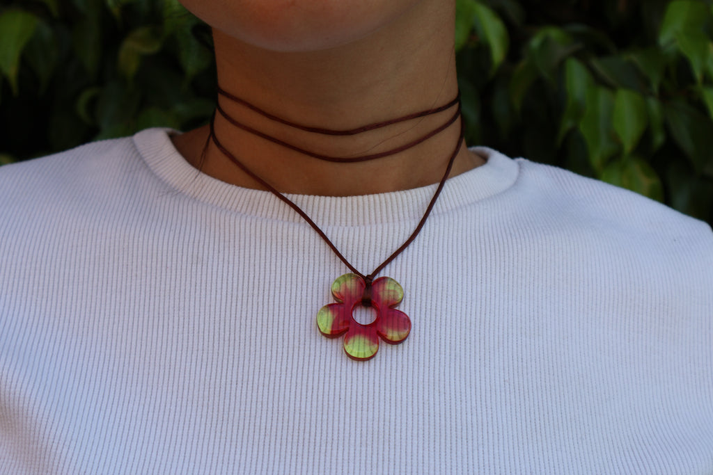 Flower Choker - Red & Lime