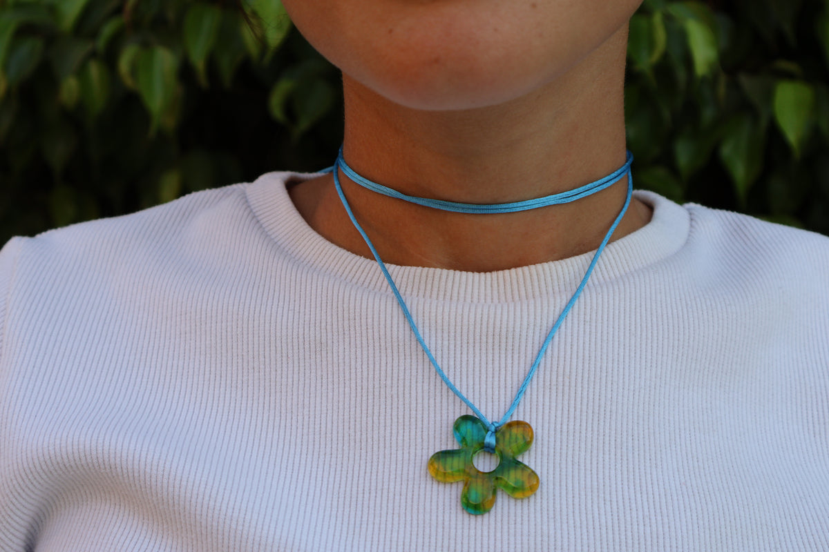 Flower Choker - Blue & Mango