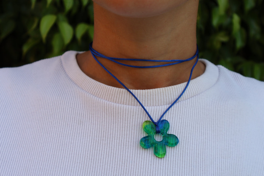 Flower Choker - Blue & Lime
