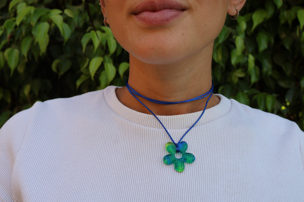 Flower Choker - Blue & Lime