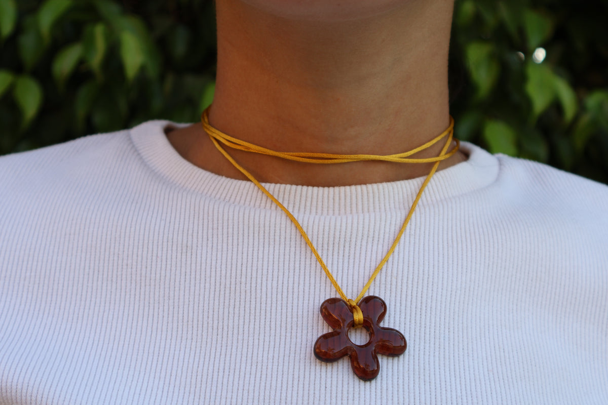 Flower Choker - Brown & Gold