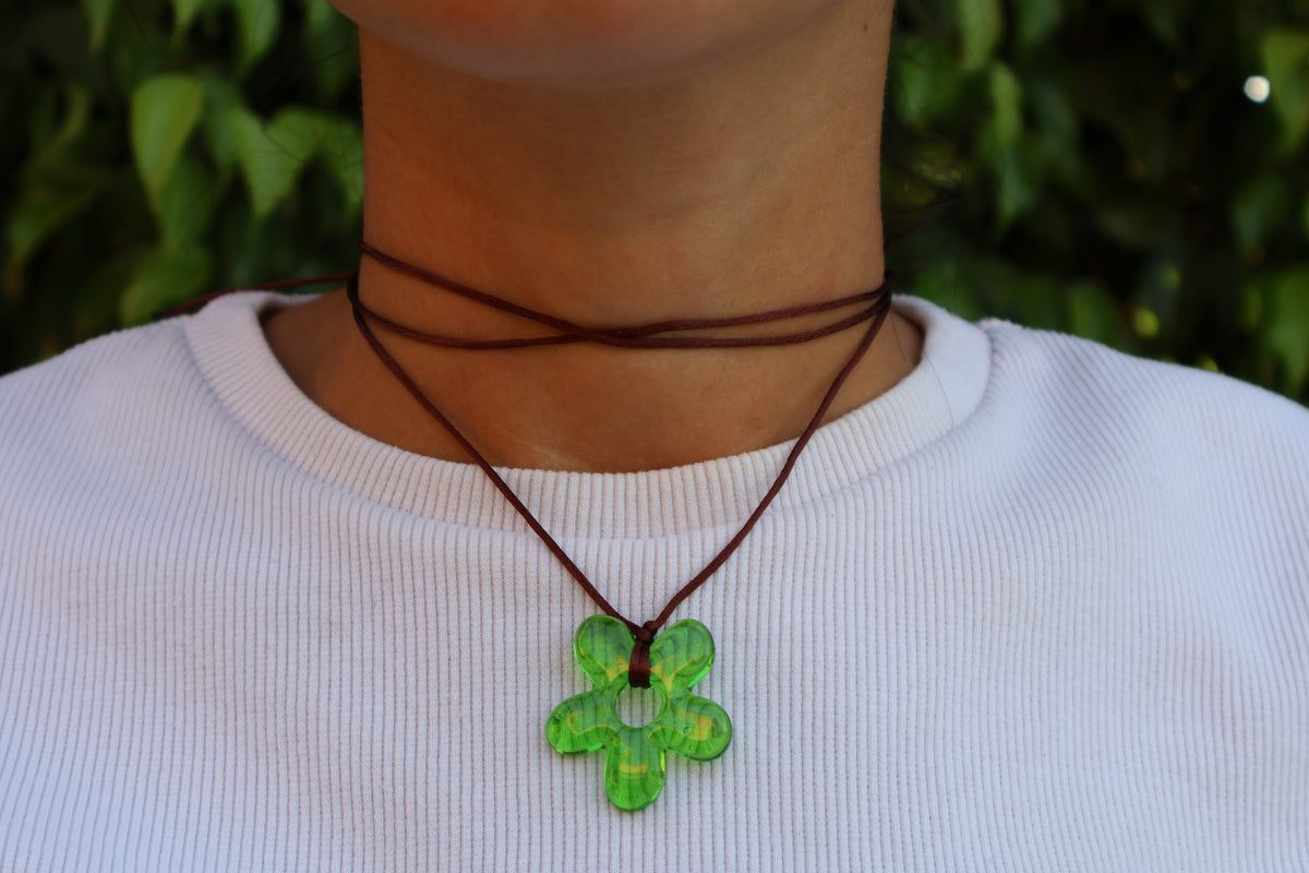 Flower Choker - Kiwi & Brown