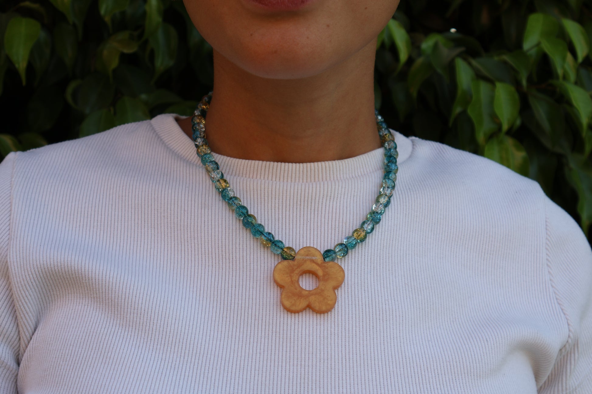 Blue & Yellow Beaded Necklace