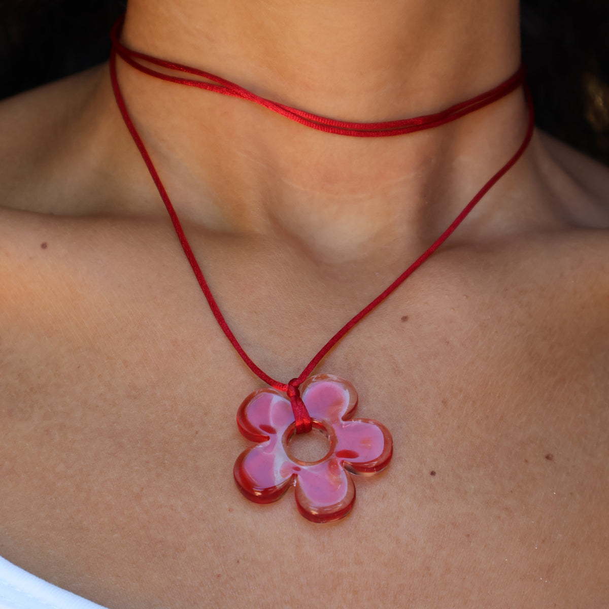 Flower Choker - Red & Clear