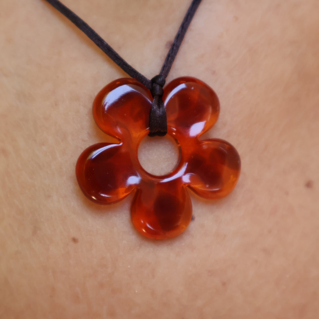 Flower Choker - Mango & brown