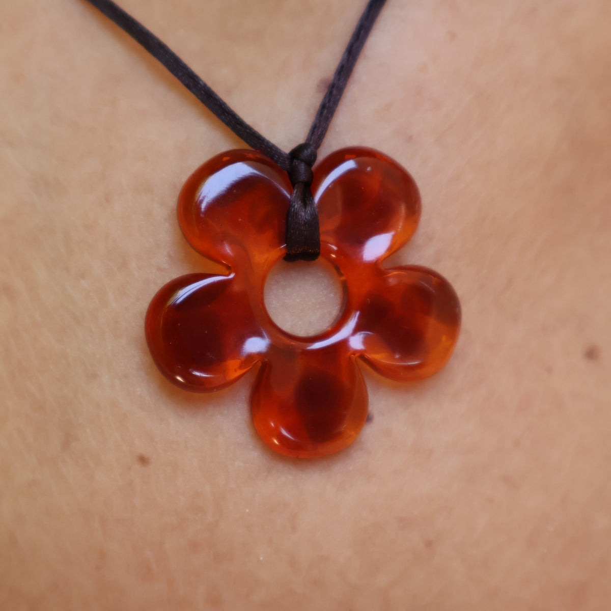 Flower Choker - Mango & brown