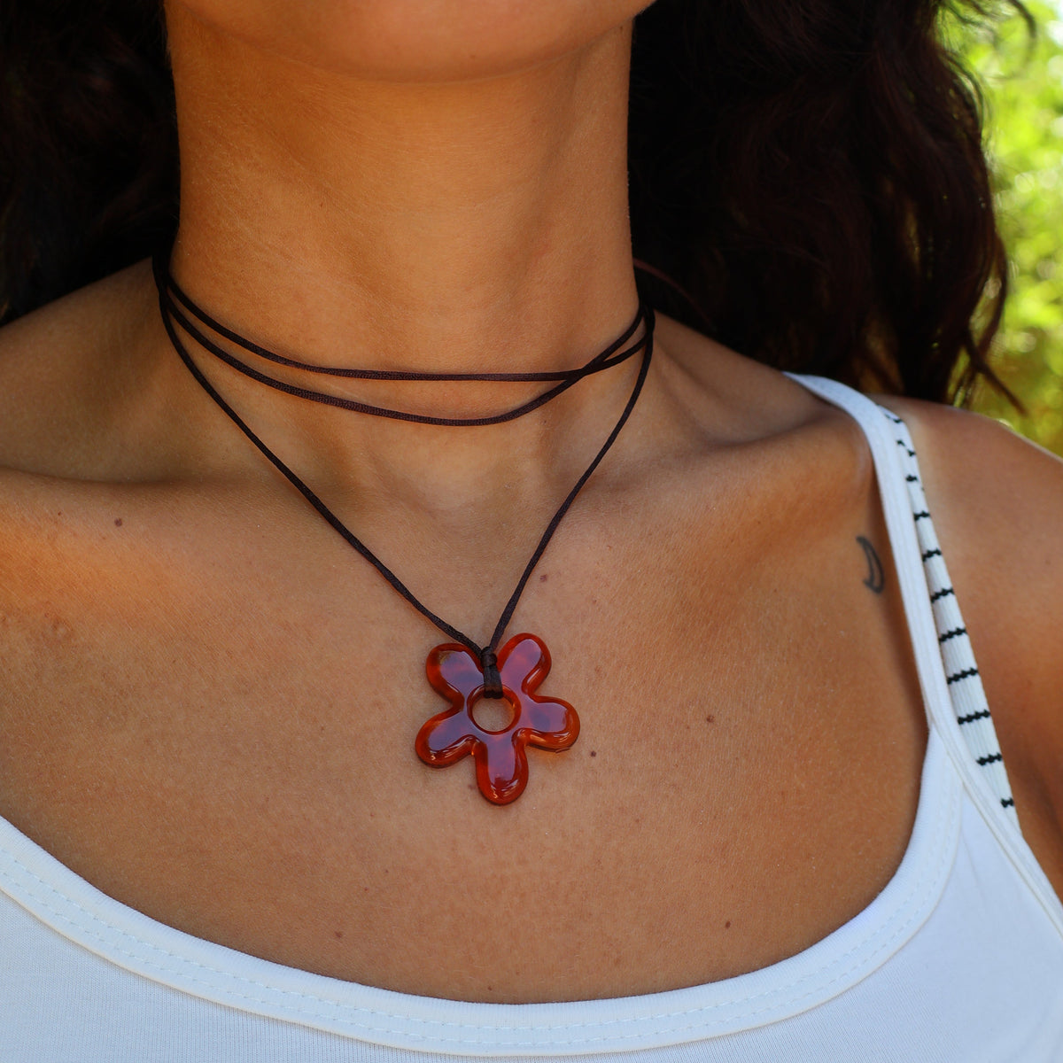 Flower Choker - Mango & brown