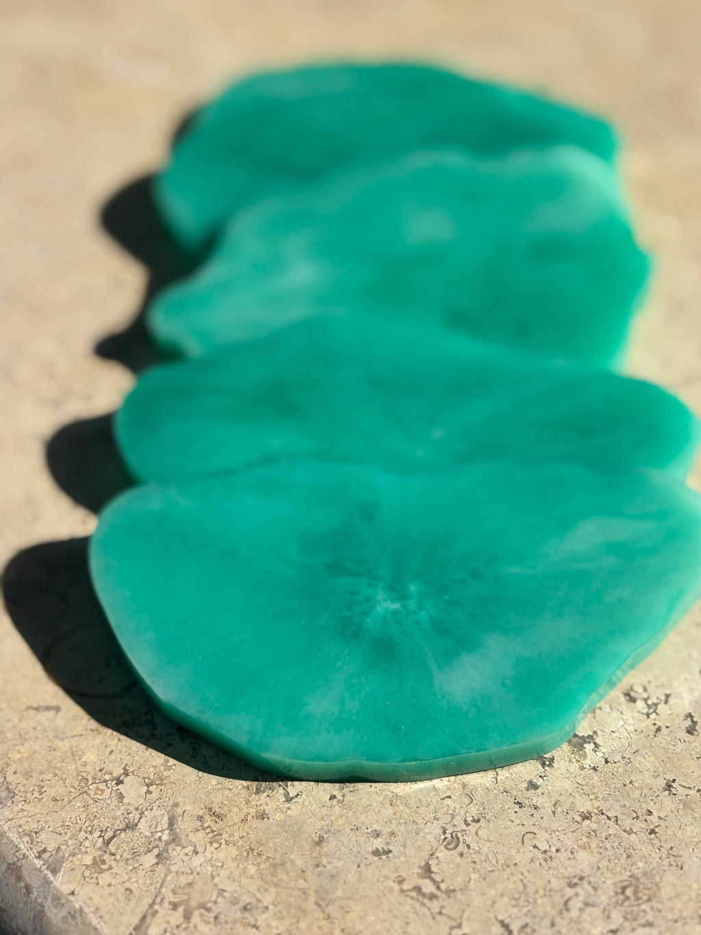 Greenish Wavy Coaster Set (Set of 5 Coasters)