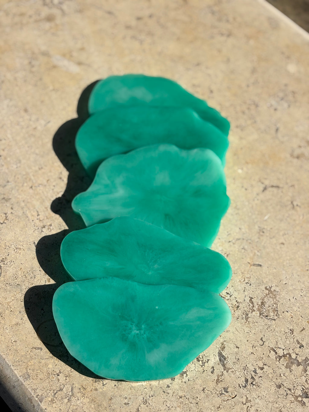 Greenish Wavy Coaster Set (Set of 5 Coasters)