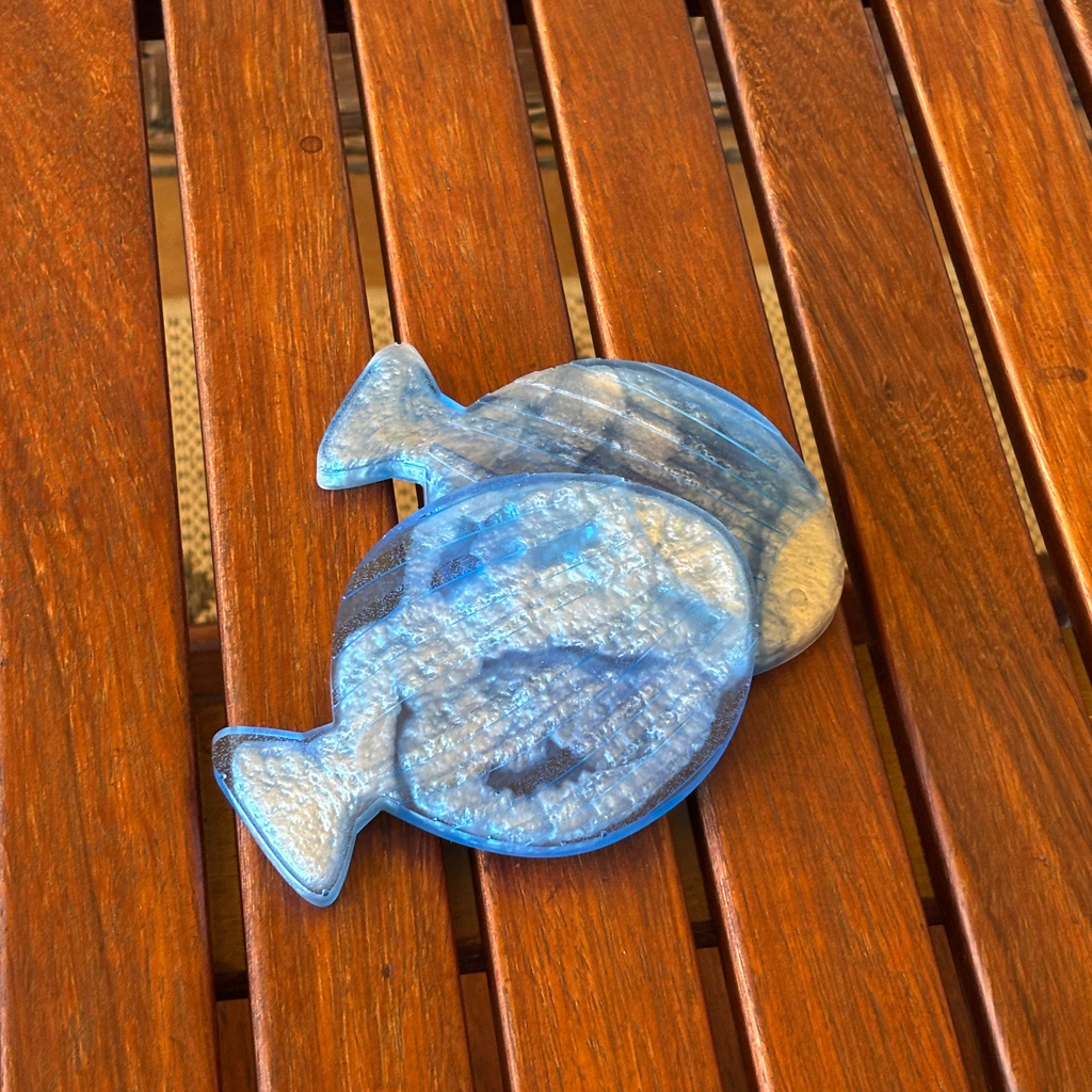 Silver Tide Fish Coaster Set (Set of 2)