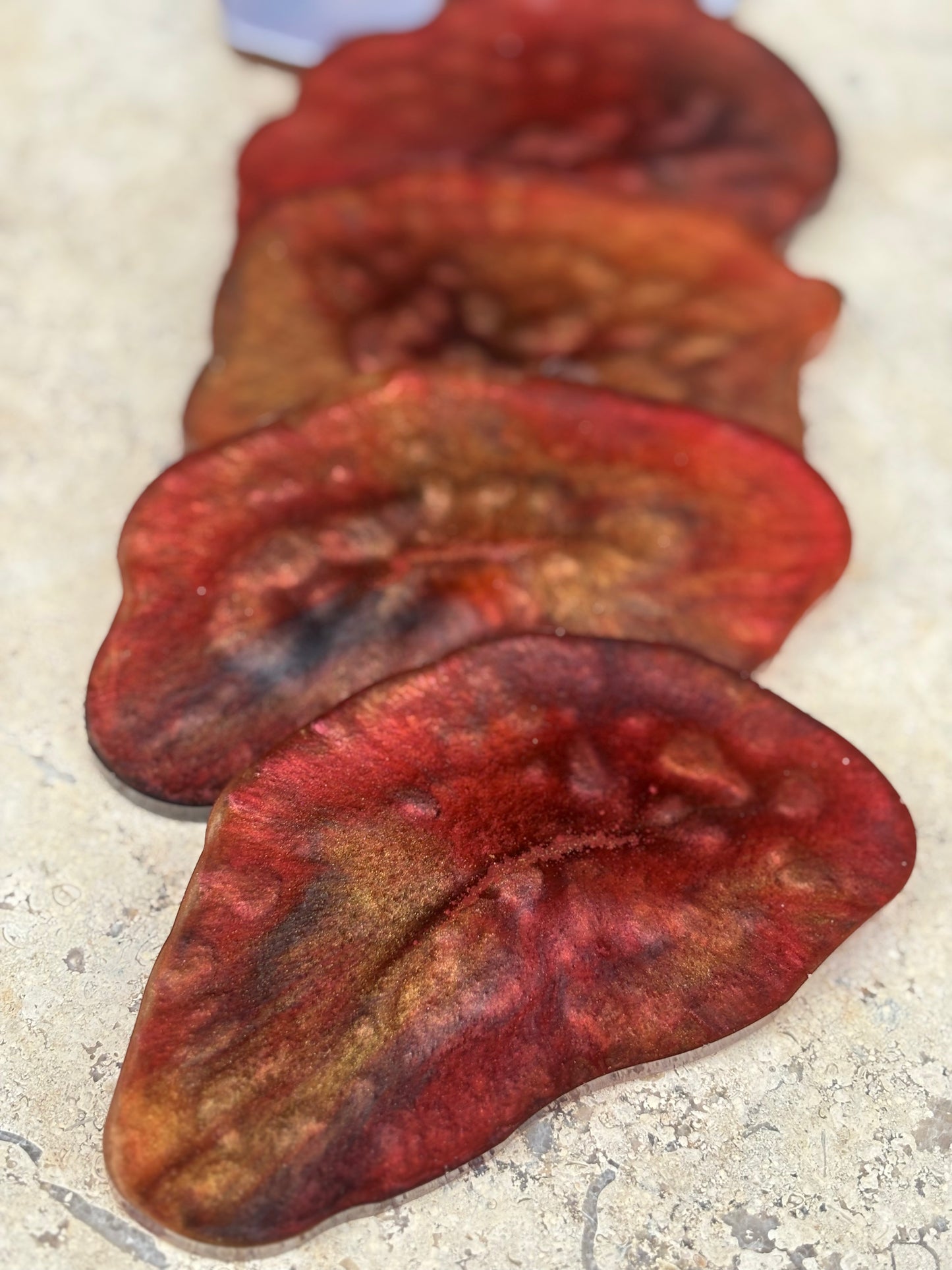 Red & Gold Wavy Coaster Set