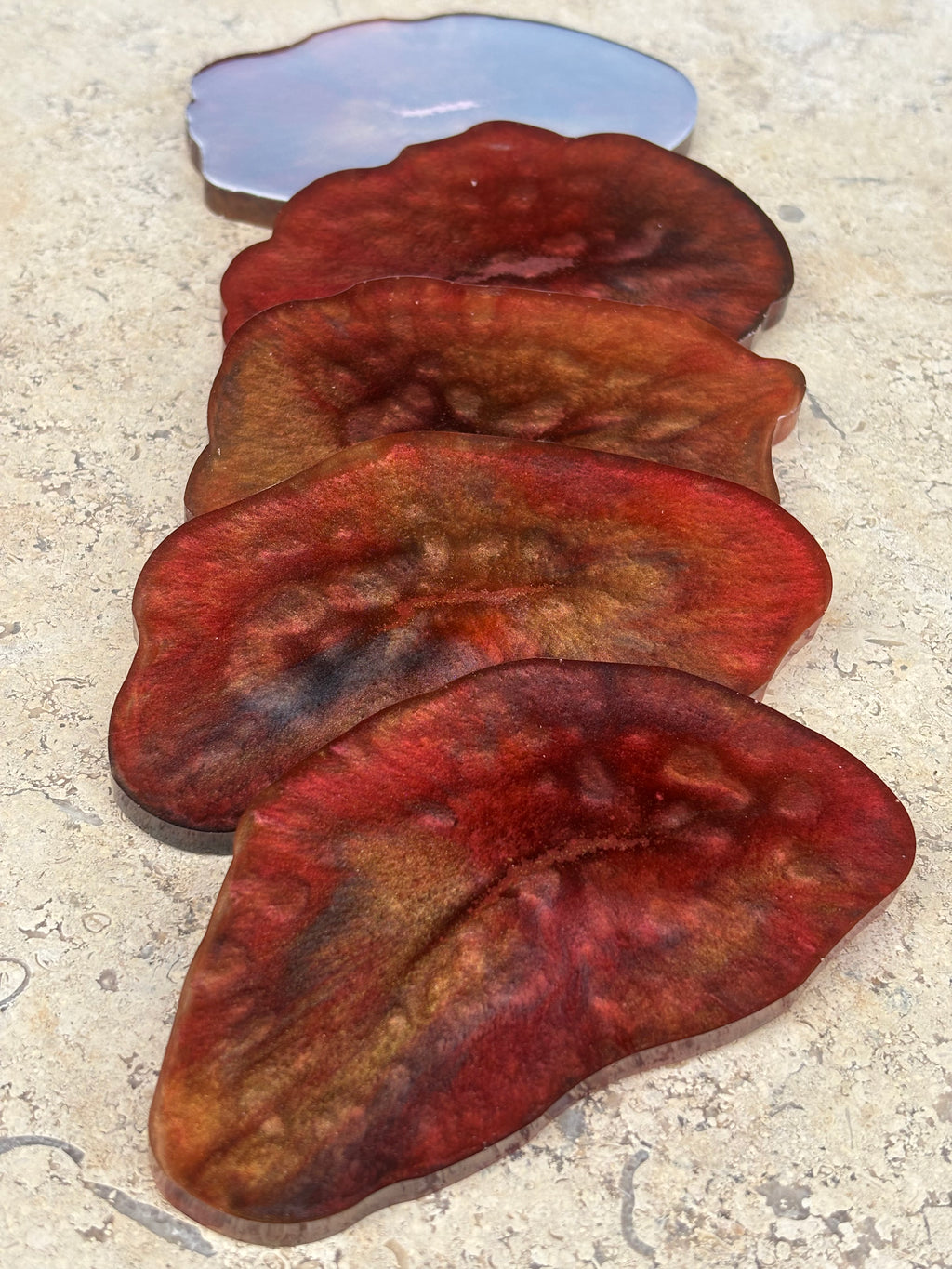 Red & Gold Wavy Coaster Set (Set of 5 Coasters)