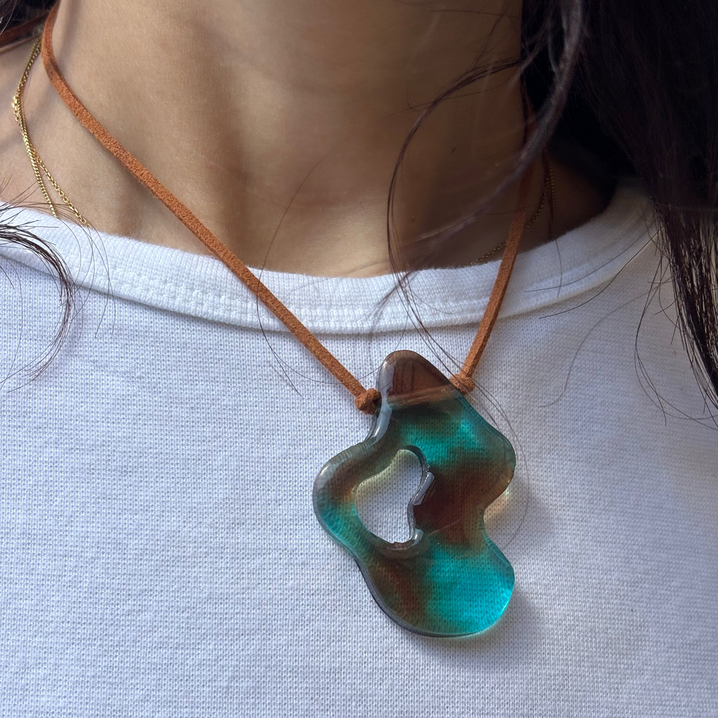 Asymmetrical Choker - Turquoise & Brown