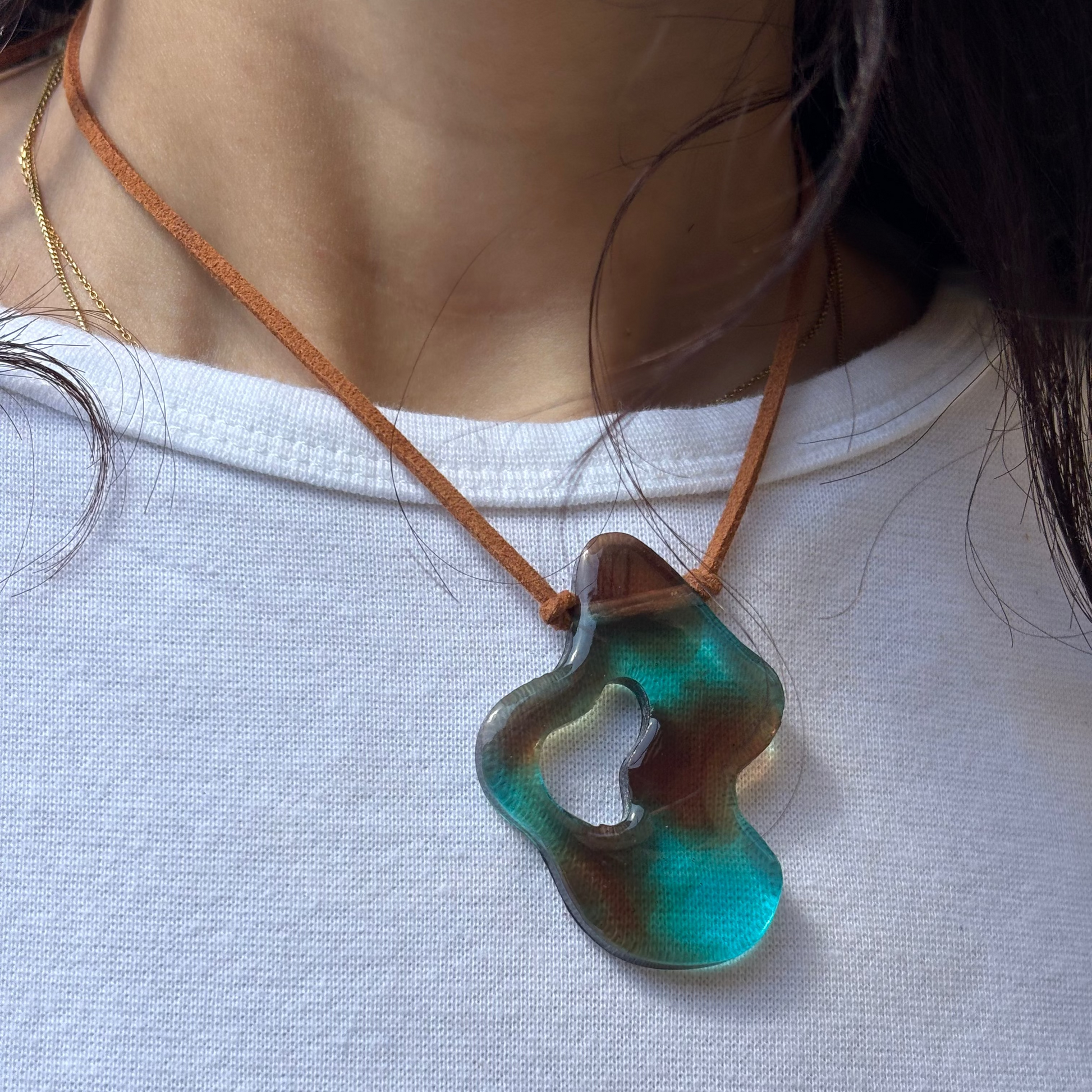 Asymmetrical Choker - Turquoise & Brown