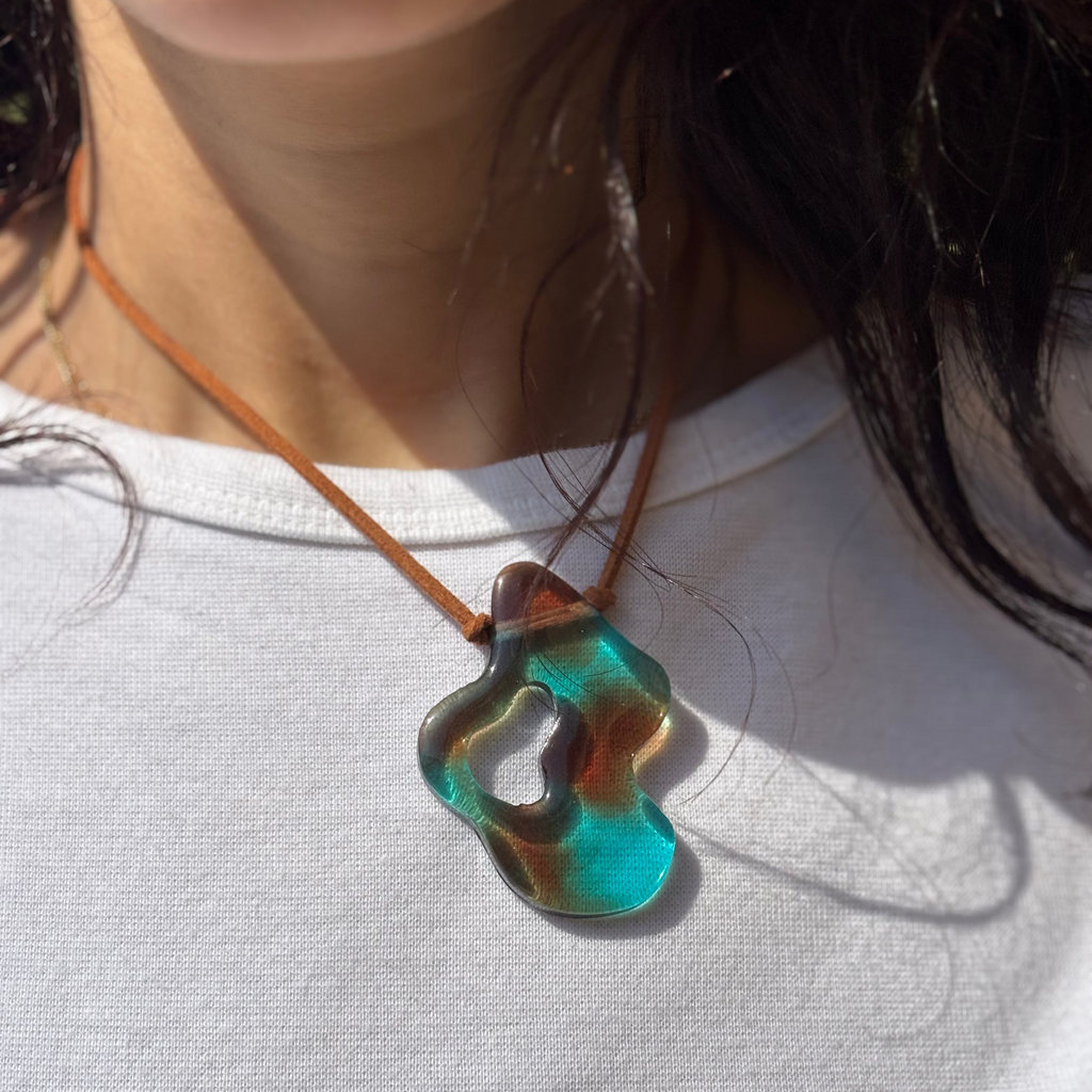 Asymmetrical Choker - Turquoise & Brown