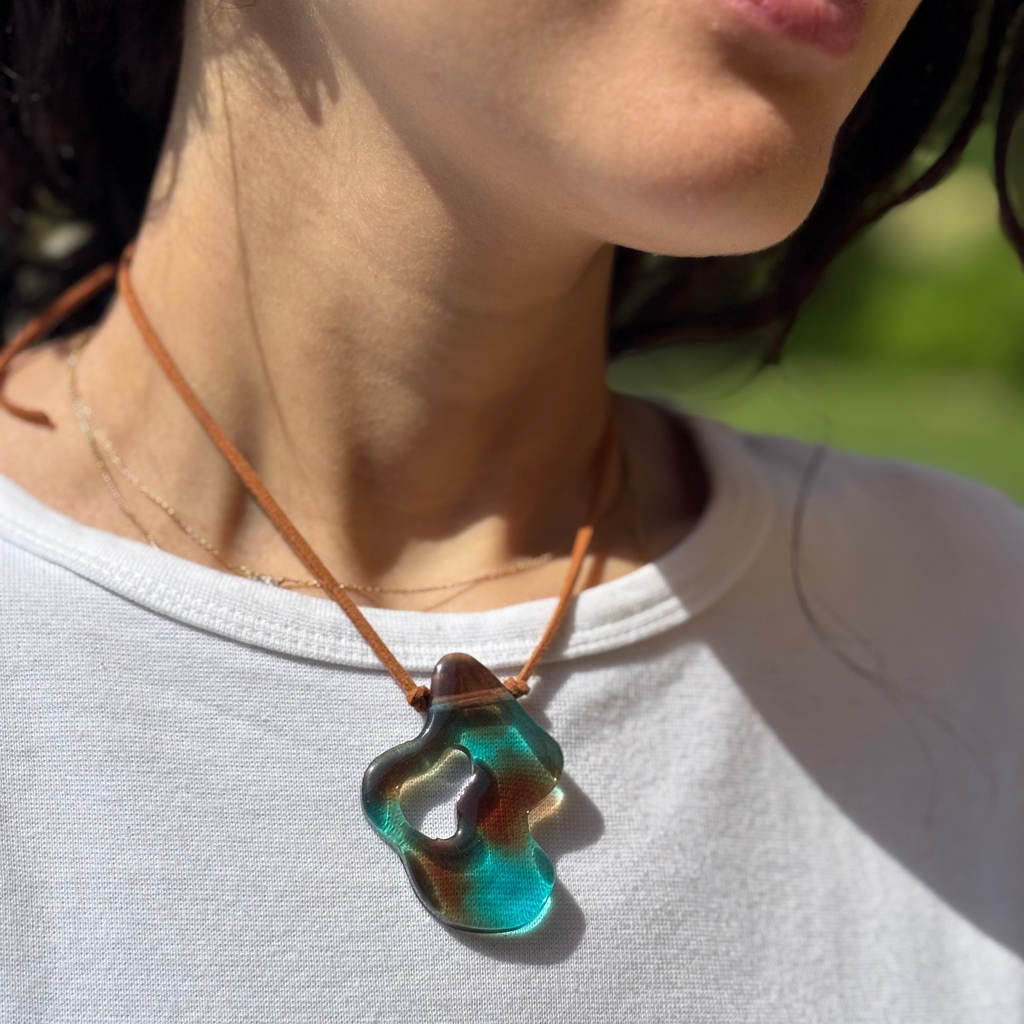 Asymmetrical Choker - Turquoise & Brown