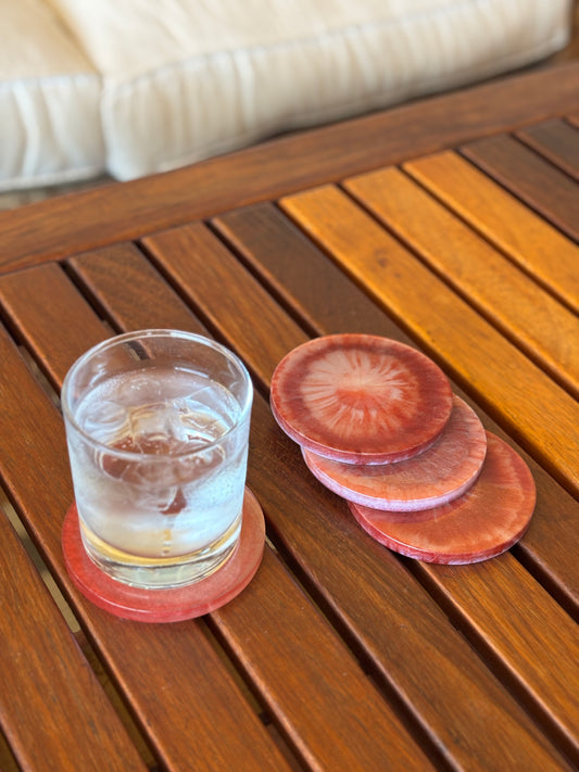 Red & White Coaster Set (4 pcs)