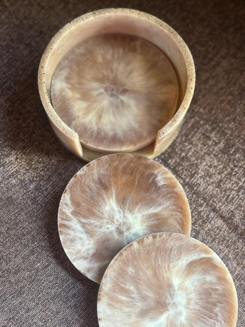Burnt Butter Coaster Set (3 Coasters + Holder)