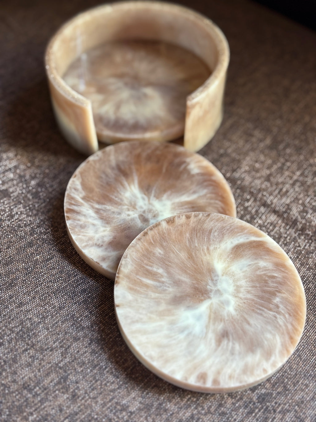 Burnt Butter Coaster Set (3 Coasters + Holder)