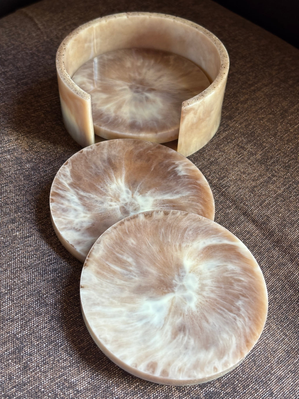 Burnt Butter Coaster Set (3 Coasters + Holder)