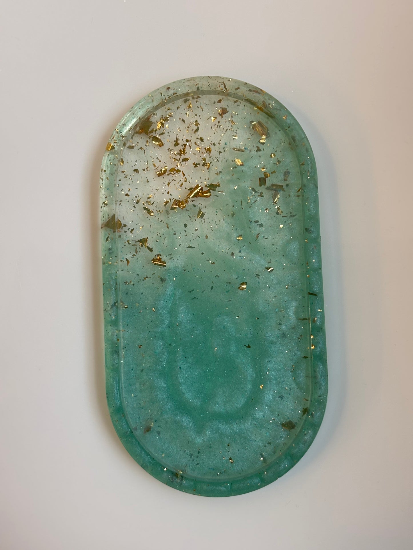 Teal & Gold Leaves Trinket Dish