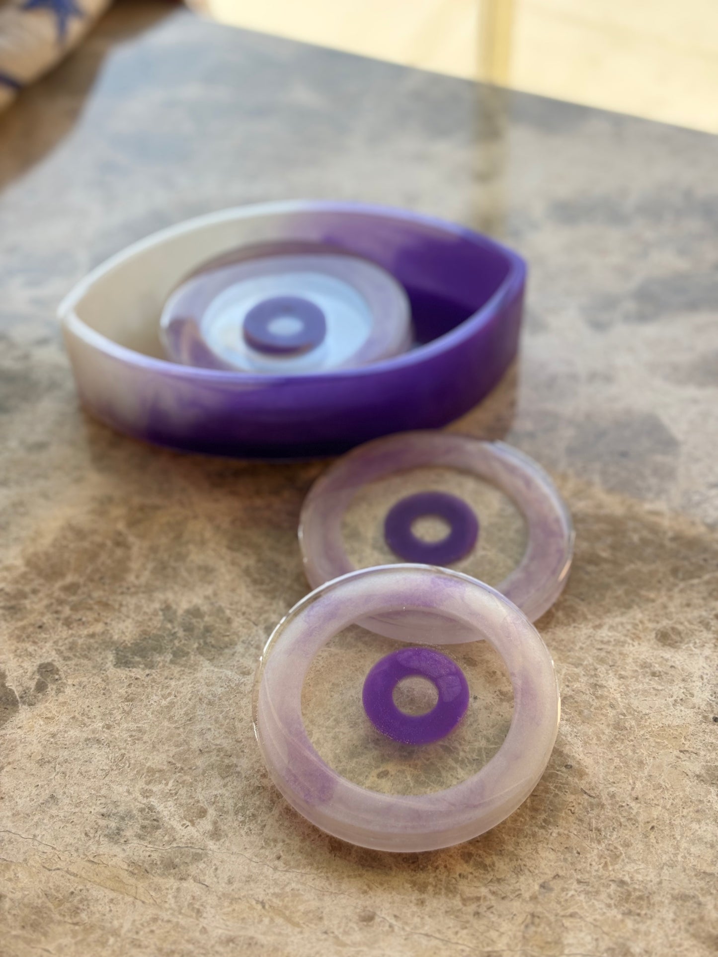 Purple Evil Eye Coaster Set