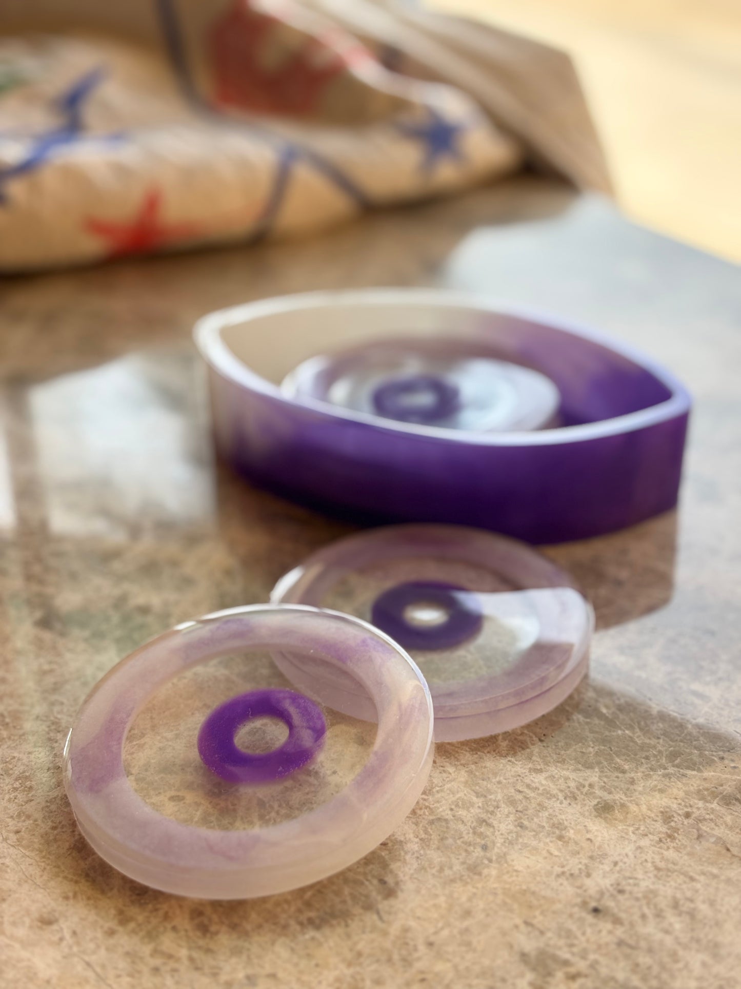 Purple Evil Eye Coaster Set