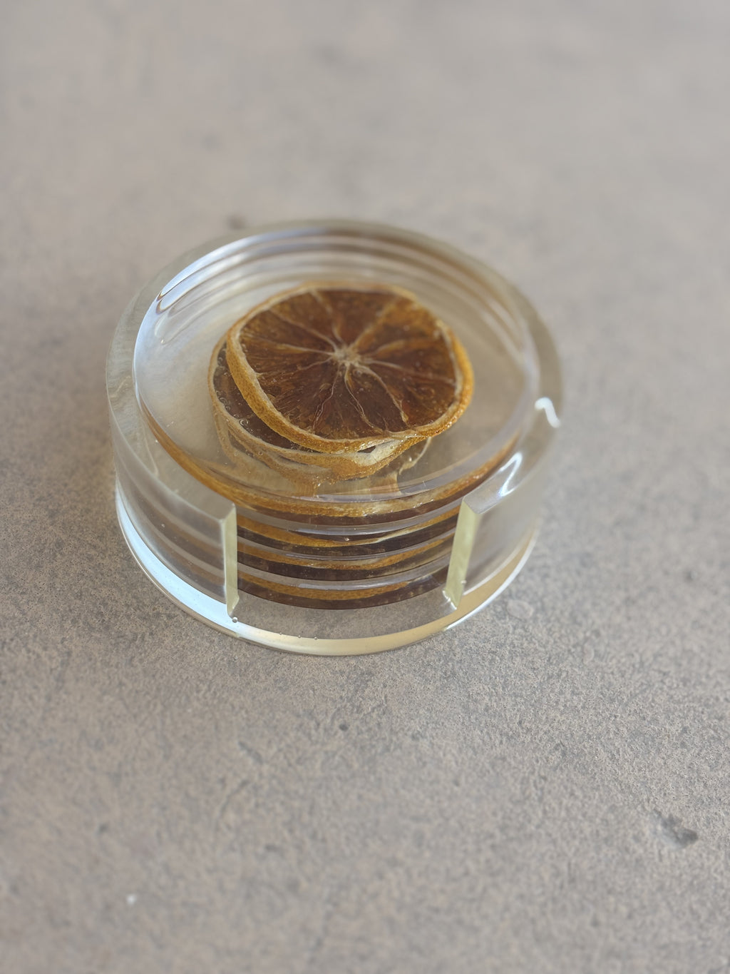 Dried Orange Coaster Set (3 Coasters + Holder)