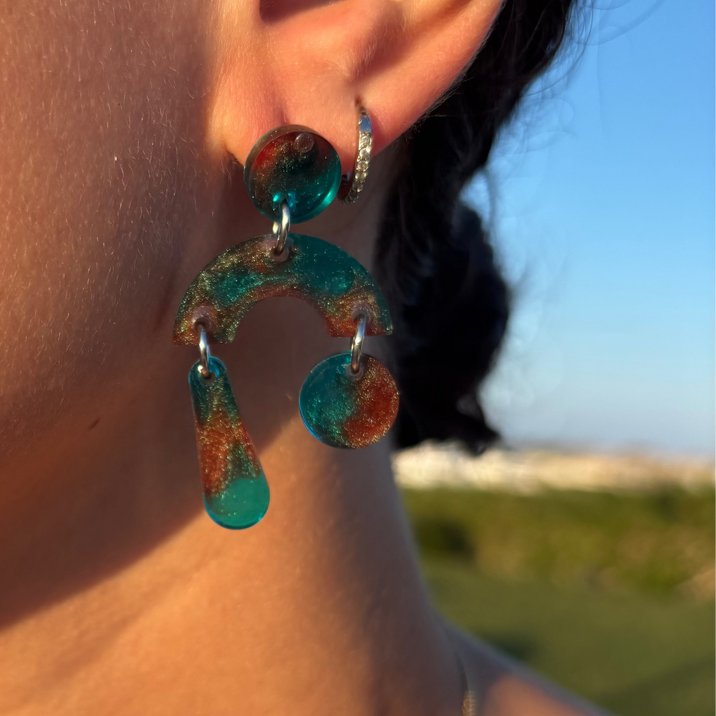 Burnt Teal - Earrings