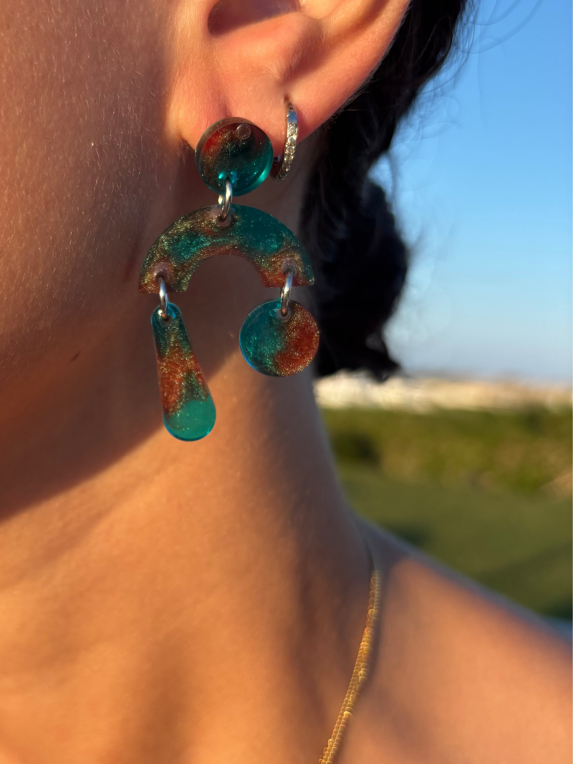 Burnt Teal - Earrings