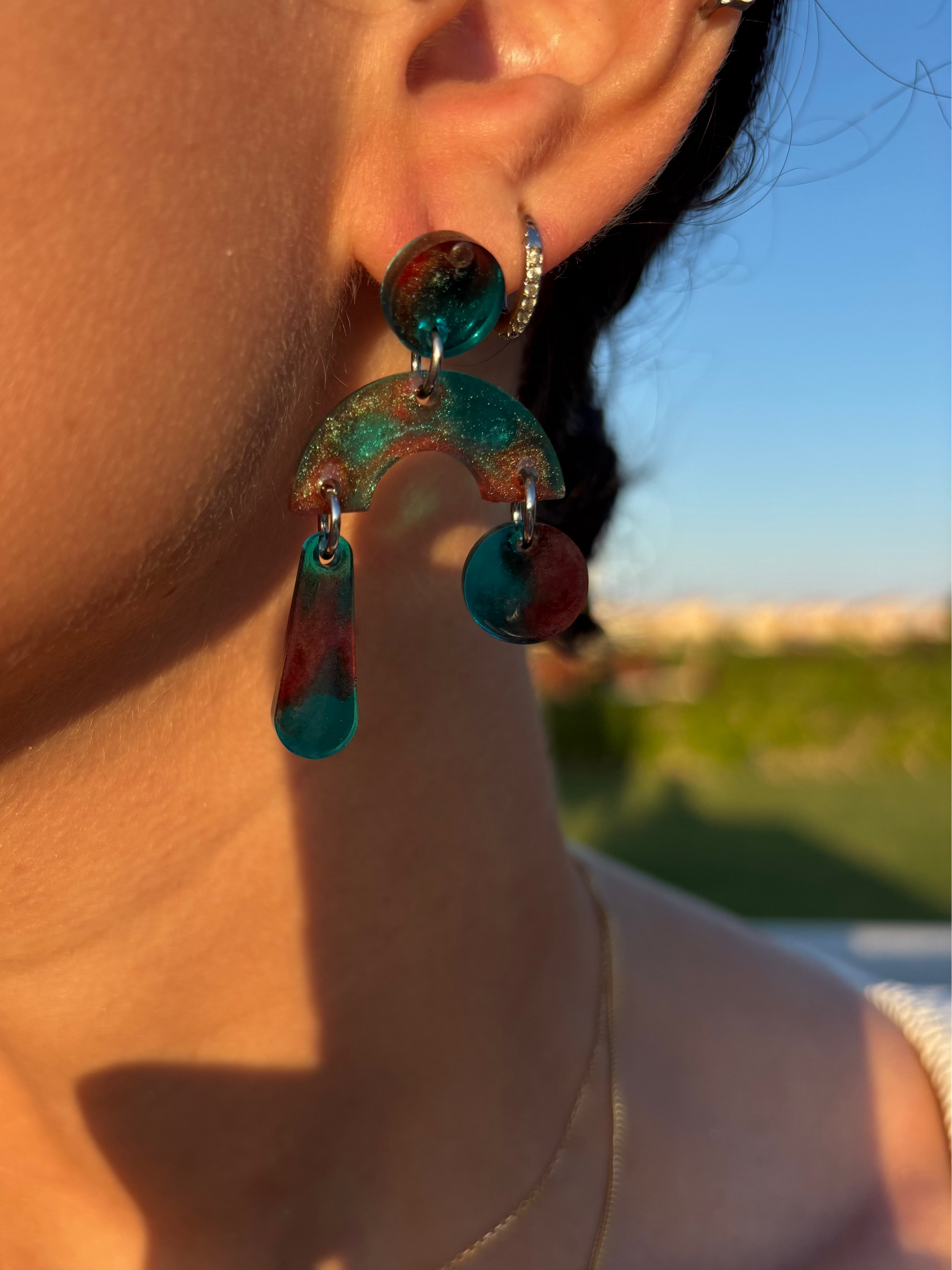 Burnt Teal - Earrings