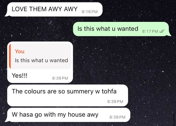 Customer feedback screenshot